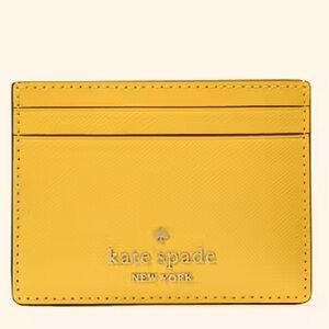 KATE SPADE Madison Saffiano leather card holder in daffodil yellow NWT